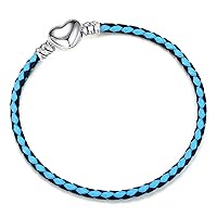 LSxAB Women Girls Heart Clasp Leather Moments Slider Charms Bracelets Compatible With Pandora Charms European Bead for Jewellery Making 17cm