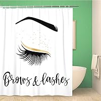 Bathroom Shower Curtain Brows and Lashes Gold Logo Vector Illustration of for Beauty Polyester Fabric 60x72 inches Waterproof Bath Curtain Set with Hooks