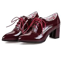 SO SIMPOK Womens Lace Up Oxford Shoes Vintage Wingtip Brogues Oxfords Chunky Mid Heel Pumps Shoes Office Dress Shoes