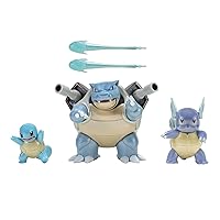 Pokémon Select Evolution 3 Pack - Features 2-Inch Squirtle, 3-Inch Wartortle & 4.5-Inch Blastoise Battle Figures - Authentic Details