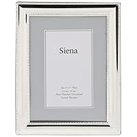 Siena Double Border Bead Silver Picture Frame, Tarnish Resistant Finish, Perfect Photo Frame for any End Table, Credenza, Shelf, or Nightstand, Silver 5x7