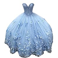 3D Floral Flowers Sweetheart Ballgown Mexican Charro Quinceanera Prom Dresses Pearls Beaded 2023