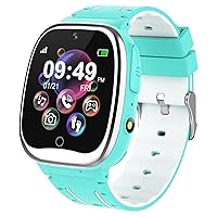 Smartwatch Children's Calling - Smart Watch for Boys Girls with Pedometer 26 Games Call SOS Music Camera Alarm Clock Torch Children's Watch Phone for Kids 4-12 Years Gift (Green)