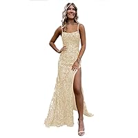 Sparkly Sequin Mermaid Prom Dress Split Trumpet for Women Spaghetti Straps Corset Formal Evening Party Gowns