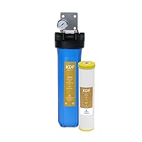 Whole House Water Filter, 1 Stage Home Water Filtration System, KDF Heavy Metal Filter, Includes Pressure Gauges, Easy Release, and 1 Inch Connections.