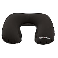 SwissGear Quick-Inflate Travel Neck Pillow in Black for Neck Pain, Headaches, Muscle Recovery, Travel, Sleep, Leisure