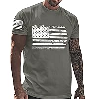 Mens Patriotic Shirts American Flag Print Muscle Tshirt Casual 4th of July Tee Blouse Casual Short Sleeve Tees Crewneck Top