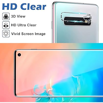 Micger Galaxy S10e Screen Protector 【2+2 Pack】 With Camera Lens Protector, Compatible Fingerprint, Easy Installation 3D Glass 9H Hardness Tempered Glass Screen Protector for Samsung Galaxy S10e