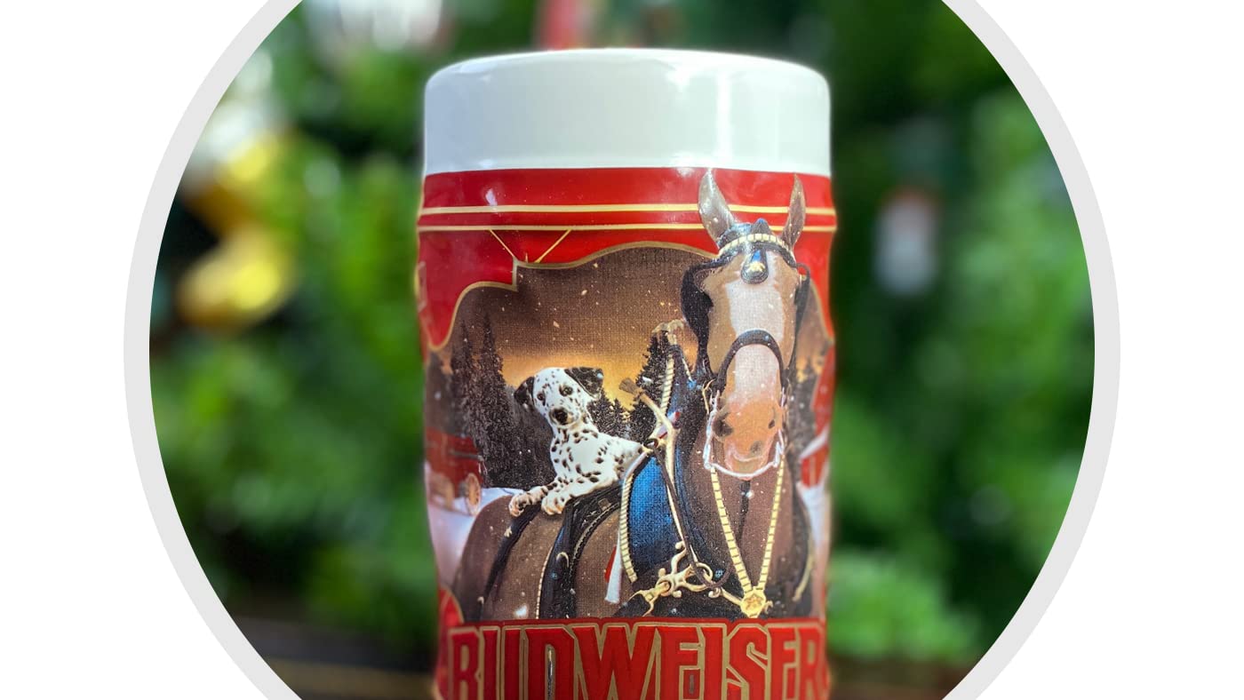 2022 Budweiser Limited Edition Collectors SERIES #43 Clydesdale Holiday Stein - Ceramic Beer Mug - Christmas Gift for Men, Father, Husband - Collectable Room Decor for Den, Man Cave, Home Bar