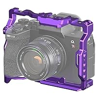 BGNing A7M4 Camera Cage for Mount Tripod Monitor Expansion Frame with Cold Shoe 1/4'' 3/8'' Arri Hole for Sony A7R5 Camera Rig Accessories (Purple Cage)