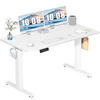 DUMOS Standing Desk, Electric Standing Desk Adjustable Height, Ergonomic Adjustable Desk with Memory Preset, Computer Desk Stand Up Desk with T-Shaped Bracket Suitable for Home Office, 55 Inch