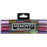 Tsukineko 4-Pack Dual-Ended Fade-Resistant and Water-Based Memento Markers, Juicy Purples