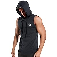 MEETYOO Sleeveless Workout Hoodie Men, Quick Dry Tank Tops Muscle Gym Sports T-Shirts
