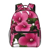 Red Cyclamen Backpack, 15.7 Inch Large Backpack, Zippered Pocket, Lightweight, Foldable, Easy To Travel