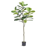 VEVOR Artificial Fiddle Leaf Fig Tree 6 FT, Secure PE Material & Anti-Tip Tilt Protection Low-Maintenance Faux Plant, Lifelike Green Fake Potted Tree for Home Office Warehouse Decor Indoor Outdoor