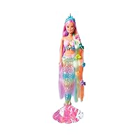 Simba 105733610 Steffi Love Rainbow Mermaid Dressing Doll with Colourful Hair, Hair Clips, Comb and Removable Fin, 29 cm Toy Doll, from 3 Years