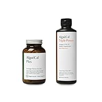 Bundle - All Natural Calcium Supplement VIT D3 & K2, Magnesium, Boron and Trace Minerals & Triple Power Omega-3 Fish Oil Natural Liquid Emulsion with EPA DHA Curcumin, Astaxanthin