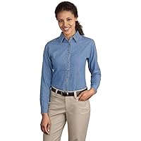 Port & Company Women's Long Sleeve Value Denim Shirt