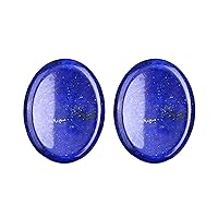 2 PCS Lapis Lazuli Thumb Worry Stone for Anxiety,Oval Shaped Healing Crystals Hand Carved Natural Gemstone Pocket Stones for Stress Reiki Palm Stone Therapy worry stones for kids
