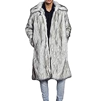Lisa Colly Men's Faux Fur Coat Winter Warm Thicker Long Jacket Overcoat Parka Outwear