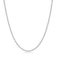 Sterling Silver Diamond Cut High Polished 1mm Italian Twisted Rope Chain Necklace 16