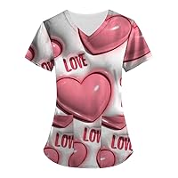 Tops for Women 2024 Vneck Short Sleeve Trending Simple Fit with Pockets Valentines Day Summer Shirts for Women