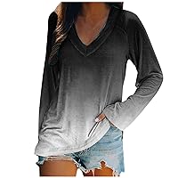 Womens Long Sleeve V Neck T Shirts Casual Dressy Tunic Tops Loose Tshirt Fall Fashion Tees Pullover Trendy Blouses