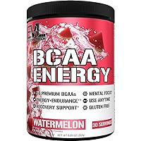 EVL BCAAs Amino Acids Powder - BCAA Energy Pre Workout Powder for Muscle Recovery Lean Growth and Endurance - Rehydrating BCAA Powder Post Workout Recovery Drink with Natural Caffeine - Watermelon