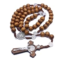 Fashion Handmade Round Bead Catholic Rosary For Cross Religious Wood Beads Men N Small Necklace Gift Box