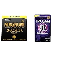 TROJAN Magnum BareSkin Premium Large Condoms, Comfortable and Smooth Lubricated Condoms for Men, America’s Number One Condom, 24 Count Value Pack & G. Spot Premium Lubricated Condoms - 10 Count