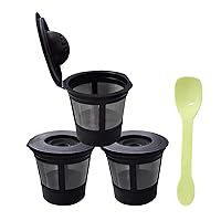 Reusable K Cups Coffee Filter Pod, 3 Pack K Cup Filters with Plastic Scoop, Universal Refillable K Cups, Coffee Pods Capsules with Built-In Single K CUP for Keurig Coffee Maker 2.0&1.0 Coffee Filters