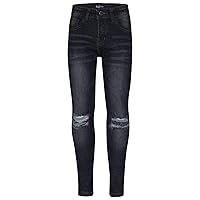 Kids Black Knee Ripped Jeans Denim Comfort Stretch Trousers Pants Boys 5-13 Year