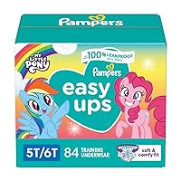 Pampers Easy Ups Girls & Boys Potty Training Pants - Size 5T-6T, One Month Supply (84 Count), Training Underwear