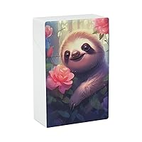 Cute Sloth Animals Cigarette Case Box Flip Open Waterproof Cigarette Holder Box for Men and Women