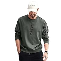 Men Letter Graphic Round Neck Pullover (Color : Dark Grey, Size : X-Large)