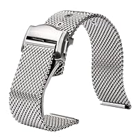 20mm Mesh Stainless Steel Watch Strap Folding Butterfly Buckle Quick Release Metal Band Man Bracelet for Omega 007 Seamaster