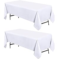 Utopia Kitchen Rectangle Table Cloth 2 Pack [90x156 Inches, White] Tablecloth Machine Washable Fabric Polyester Table Cover for Dining, Buffet Parties, Picnic, Events, Weddings and Restaurants