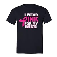 Men's I Wear Pink Grandmother Breast Cancer Ribbon Crewneck Short Sleeve T-Shirt
