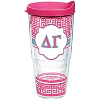 Tervis Sorority - Delta Gamma Geometric Tumbler with Wrap and Fuchsia Lid 24oz, Clear