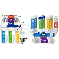 Express Water 10 Stage Reverse Osmosis Alkaline Water Filtration System - Under Sink Water Filter with Faucet and Tank, 100 GPD & 1 Year Alkaline Reverse Osmosis System Replacement Filter Set