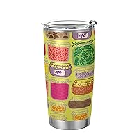 Cartoon Pickles Cucumber Tomato Tumbler Stainless Steel Insulated Cup Travel Mug for Coffee Double Wall Vacuum Thermos with Straw and Lid 11oz