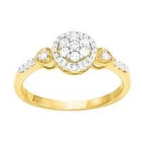 1/4 cttw White Diamonds Cluster Oval Halo Engagement Ring Crafted in 10KT Yellow Gold Real Diamond Ring for Women