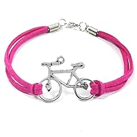 Wrapables Leather Bicycle Bracelet, Hot Pink