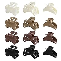 12 Pack Small Claw Hair Clips for Women Girls,Matte Strong Hold Jaw Clips for Thin/Medium Fine Hair Non-slip Hair Clips Hair Accessories Christmas Gifts(Beige, Khaki, Brown, Black)