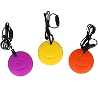 Fun and Function Happy Face Fidget Necklace for Light Chewers Made from Soft Food Grade Silicone Great Fidget & Chew Toy for Children to Explore, Can Help Improve Focus and Concentration - Pack of 3