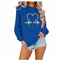 Womens Shirts Long Sleeve Valentine's Day Print Mock Neck Long Sleeve Tee Going Out Dressy Women Crop Tops