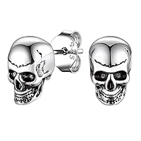 Suplight skull earrings for men, Sterling Silver Earrings Cool Earing Stud Halloween Collection