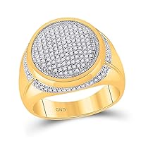 10kt Yellow Gold Mens Round Diamond Cluster Circle Ring 1/2 Cttw