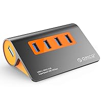 ORICO Powered USB 3.1 Hub, Aluminum 4 Ports USB Data Hub, 10Gbps Super Speed USB Splitter with 12V Power Adapter & 3.3FT Data Cable for Desktop PC, Laptop and More (M3H4-G2)