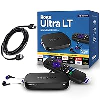 Ultra LT 4K/HDR/HD Streaming Player with Enhanced Voice Remote, Ethernet, MicroSD with Premium 6FT 4K Ready HDMI Cable, Black